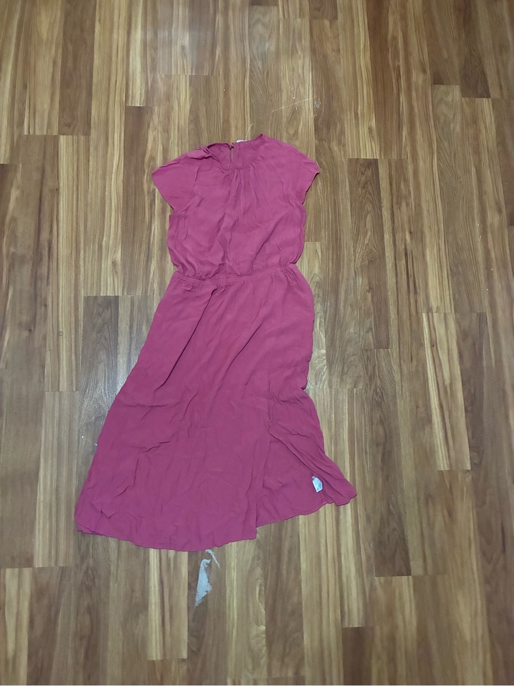 Women's Pink Short-Sleeve Midi Dress